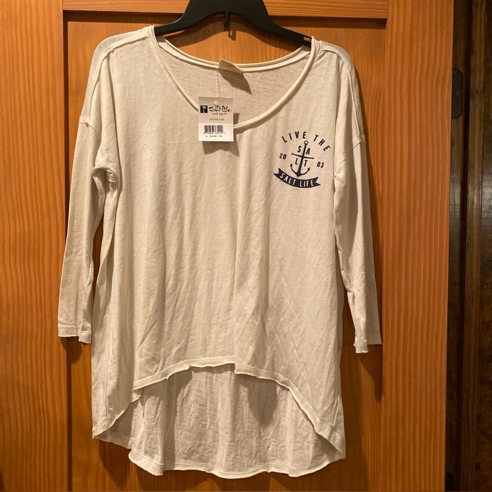 Salt Life Women’s Cream Live The Salt Life Long Sleeve Shirt NWT Size Small